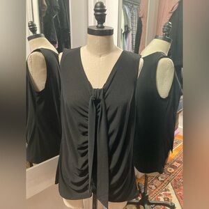 Zero 2 Eight - Black Sleeveless Top with Tie Front, Size XL